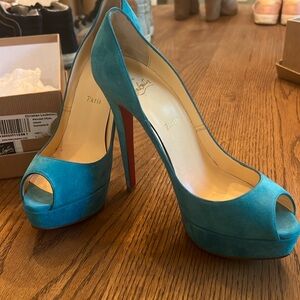 Christian Louboutin Velour Stiletto Heels Sz 38.5